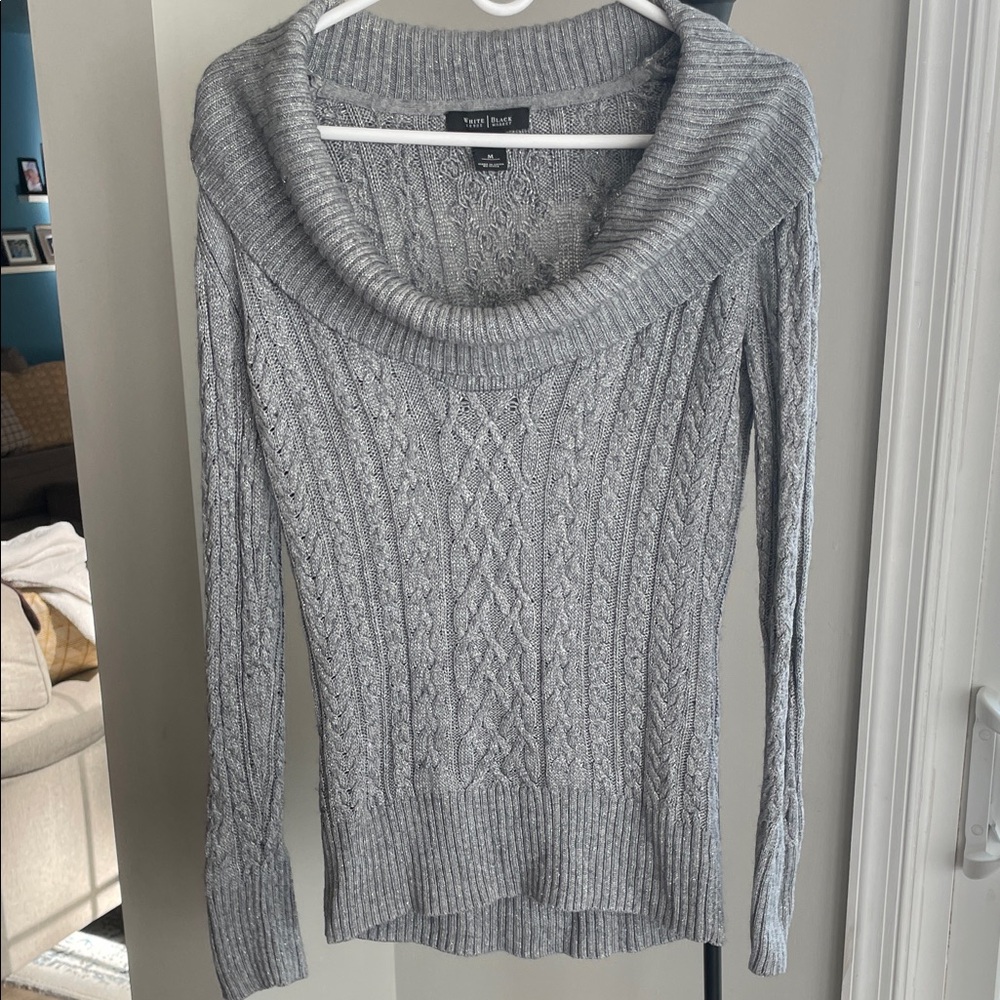 🫶 White House Black Market Glittery Silver Sweater